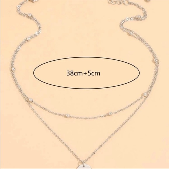 Silver Tone Layered Disc Necklace - Picture 3 of 5
